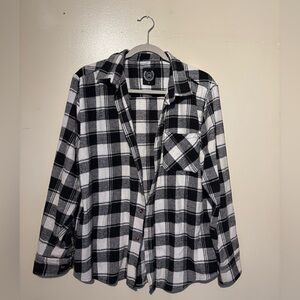 Black and White Plaid Flannel Shirt
